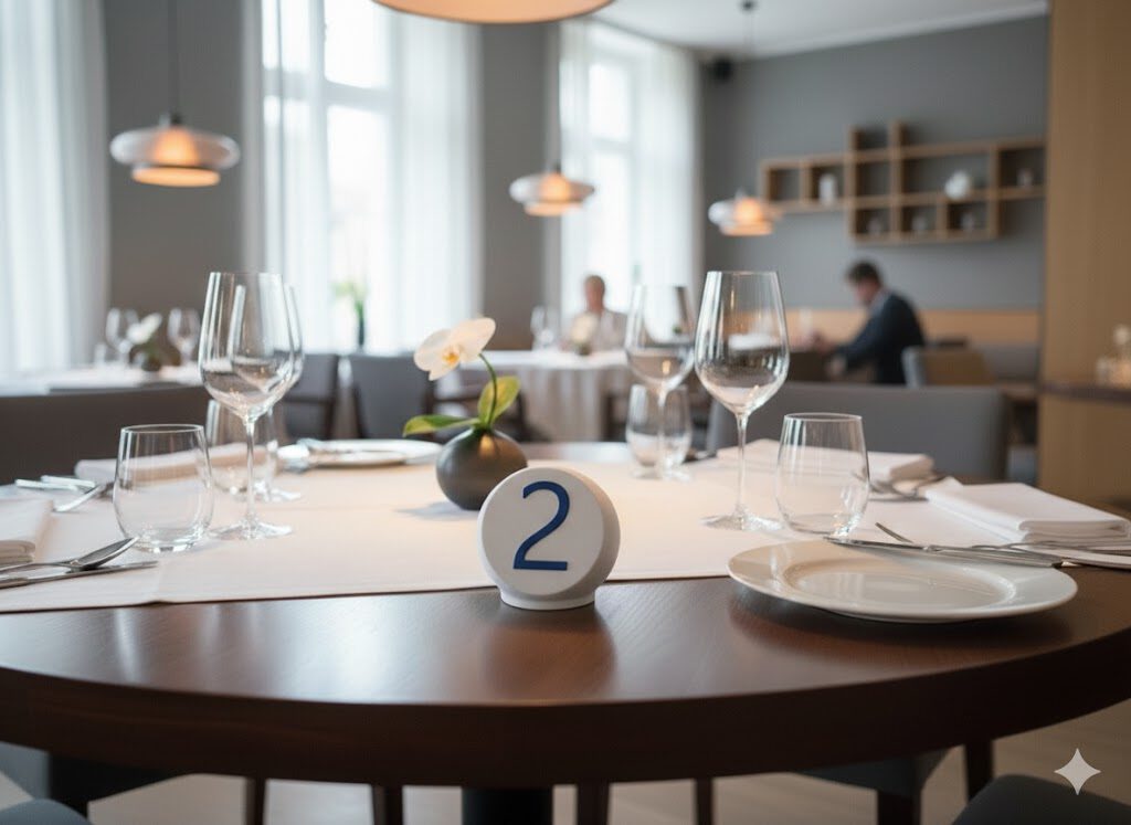 Tischnummer Weiß Blau