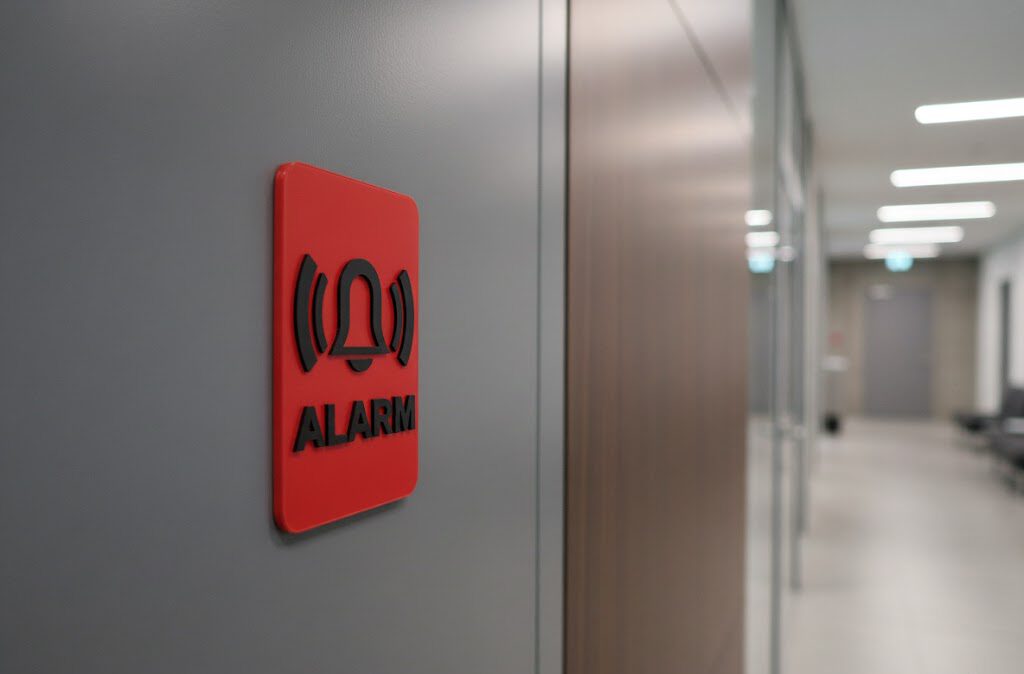 Alarm Schild Rot Schwarz