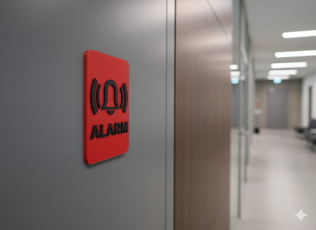 Alarm Schild Rot Schwarz