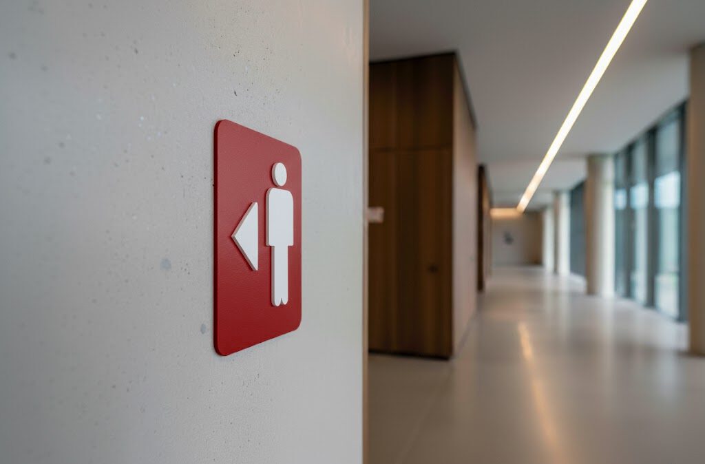 WC Schild Herren links rot weiß