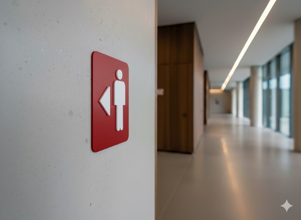 WC Schild Herren links rot weiß