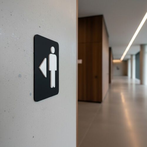 WC Schild Herren links schwarz weiß