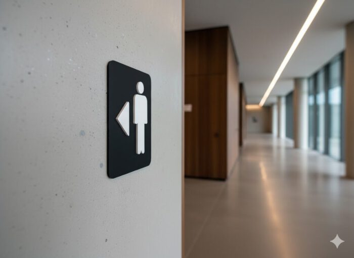 WC Schild Herren links schwarz weiß