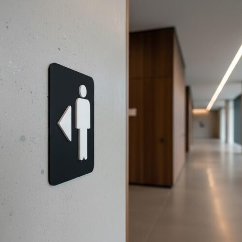 WC Schild Herren links schwarz weiß