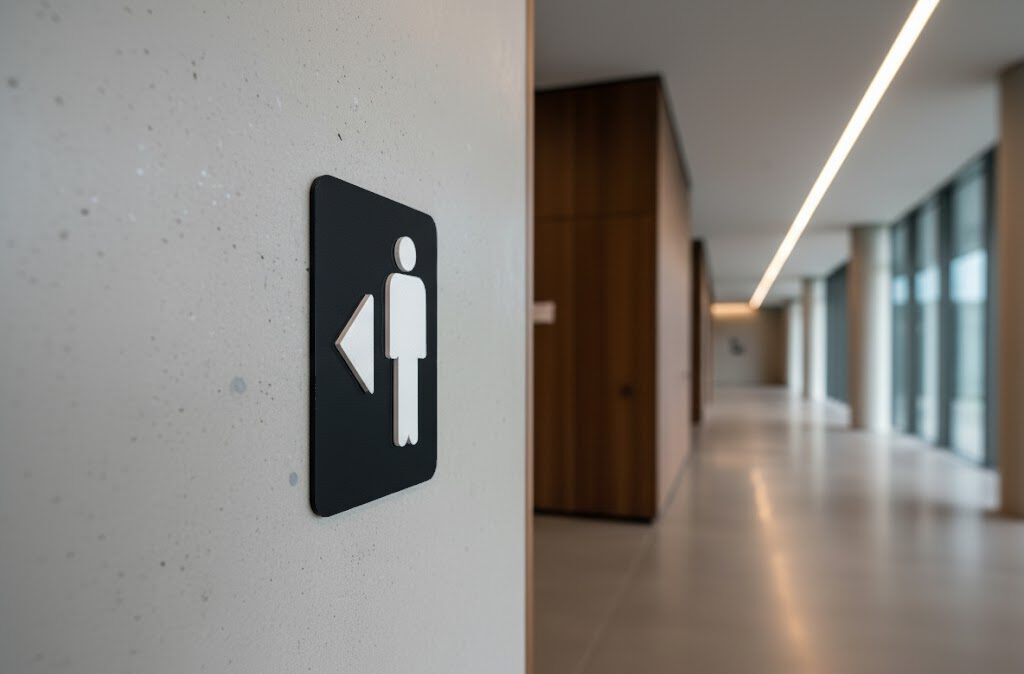 WC Schild Herren links schwarz weiß