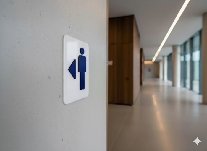 WC Schild Herren links transparent blau