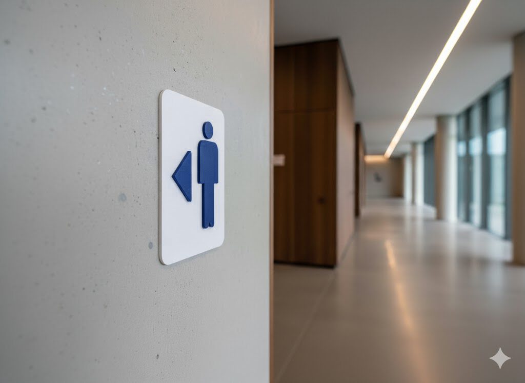 WC Schild Herren links weiß blau