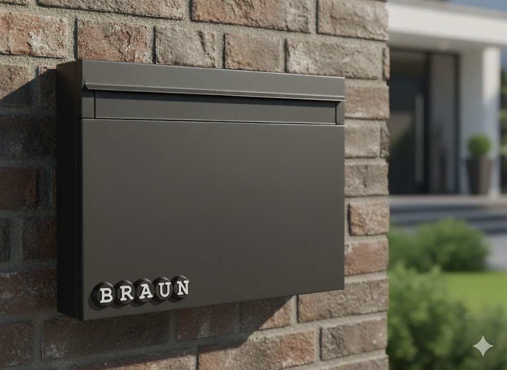 Briefkastenschild Circly 2cm schwarz weiß