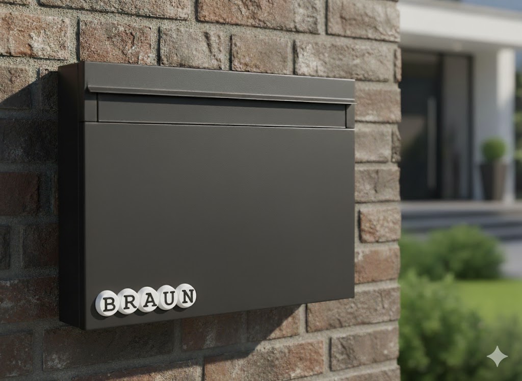 Briefkastenschild Circly 2cm weiß schwarz