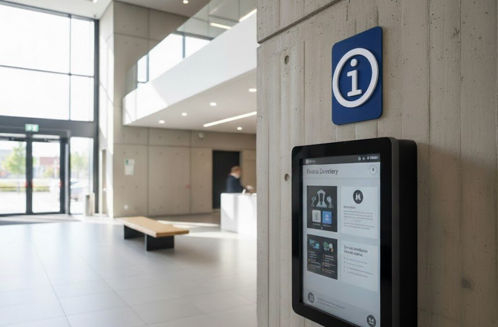 Info Schild Blau Weiß