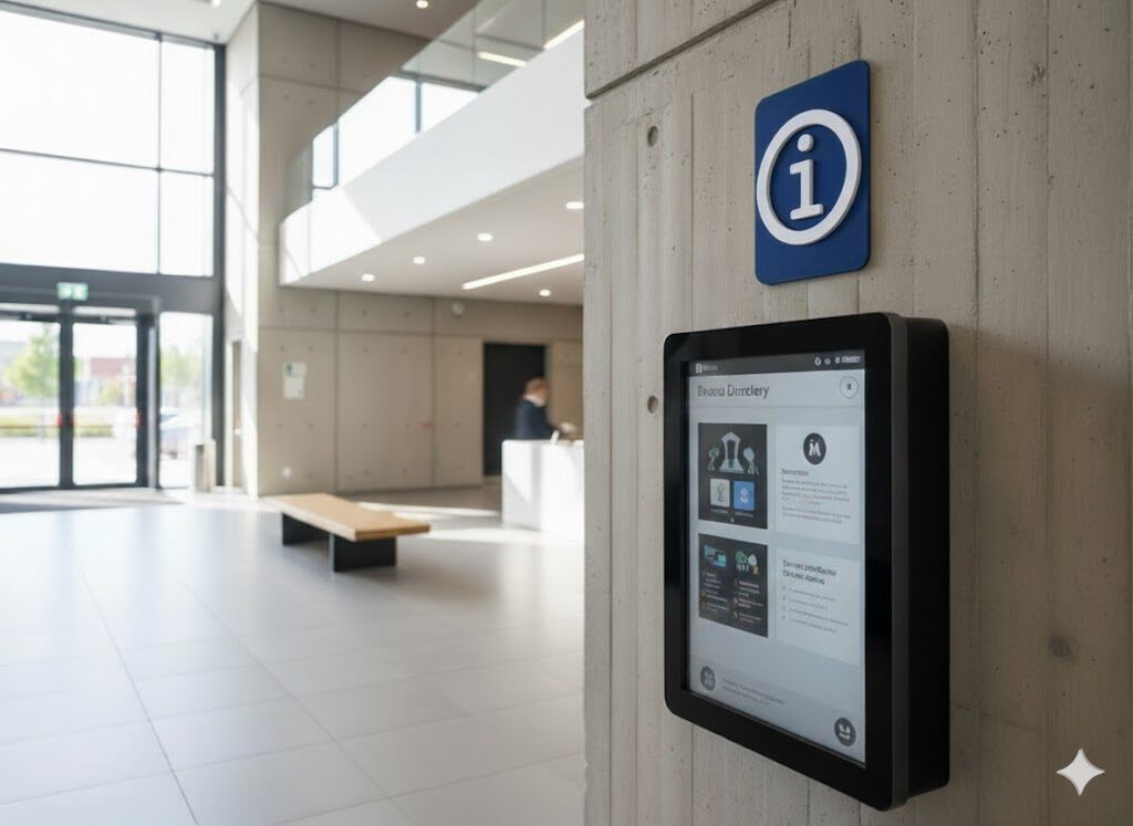 Info Schild Blau Weiß