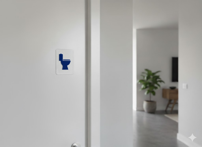 WC Schild Toilette transparent blau
