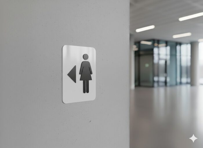 WC Schild Damen links transparent schwarz