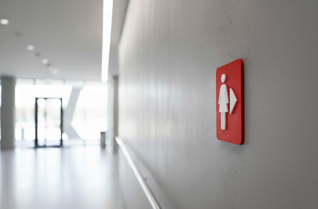 WC Schild Damen rechts rot weiß