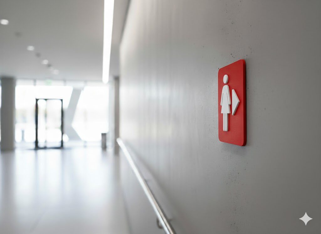 WC Schild Damen rechts rot weiß