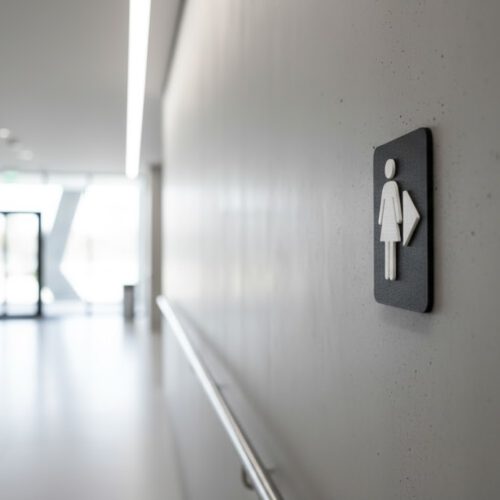 WC Schild Damen rechts schwarz weiß