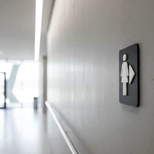 WC Schild Damen rechts schwarz weiß
