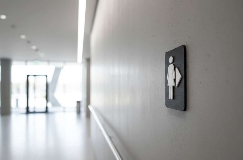 WC Schild Damen rechts schwarz weiß