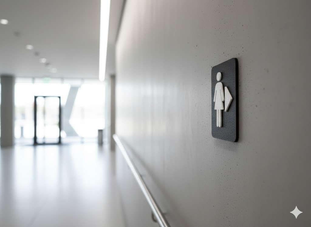 WC Schild Damen rechts schwarz weiß