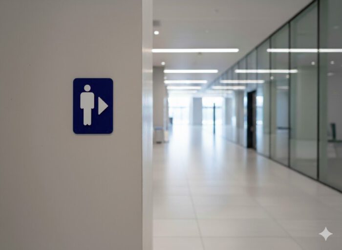 WC Schild Herren rechts blau weiß