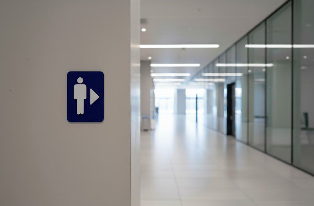 WC Schild Herren rechts blau weiß