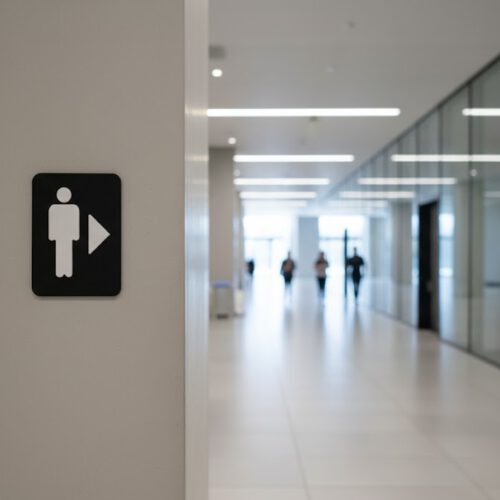 WC Schild Herren rechts schwarz wieß