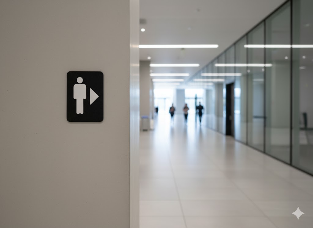 WC Schild Herren rechts schwarz wieß