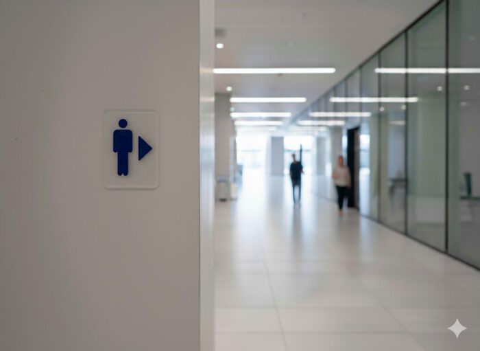 WC Schild Herren rechts transparent blau