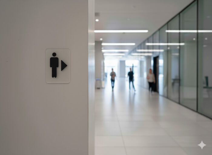 WC Schild Herren rechts transparent schwarz