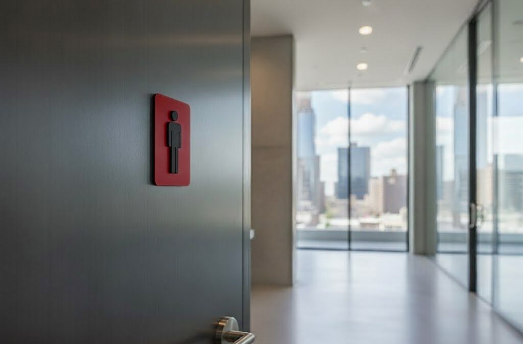 WC Schild Herren rot schwarz