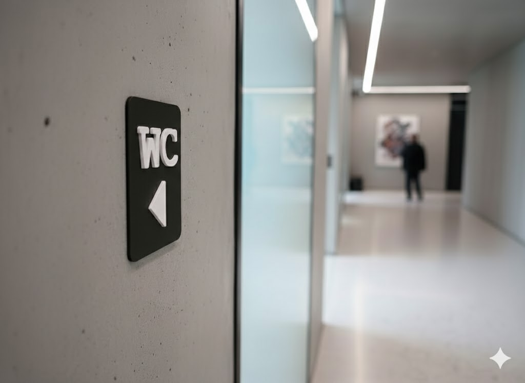 WC Schild links Schwarz weiß