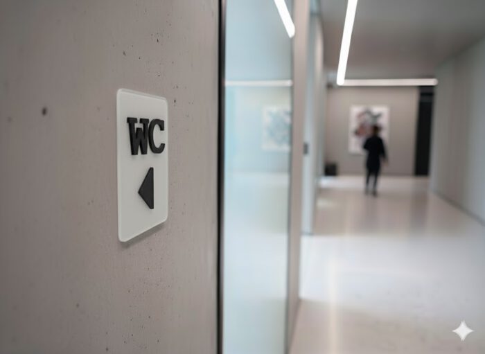 WC Schild links Transparent Schwarz