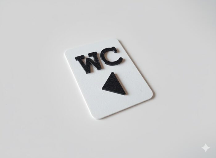 WC Schild links closeup