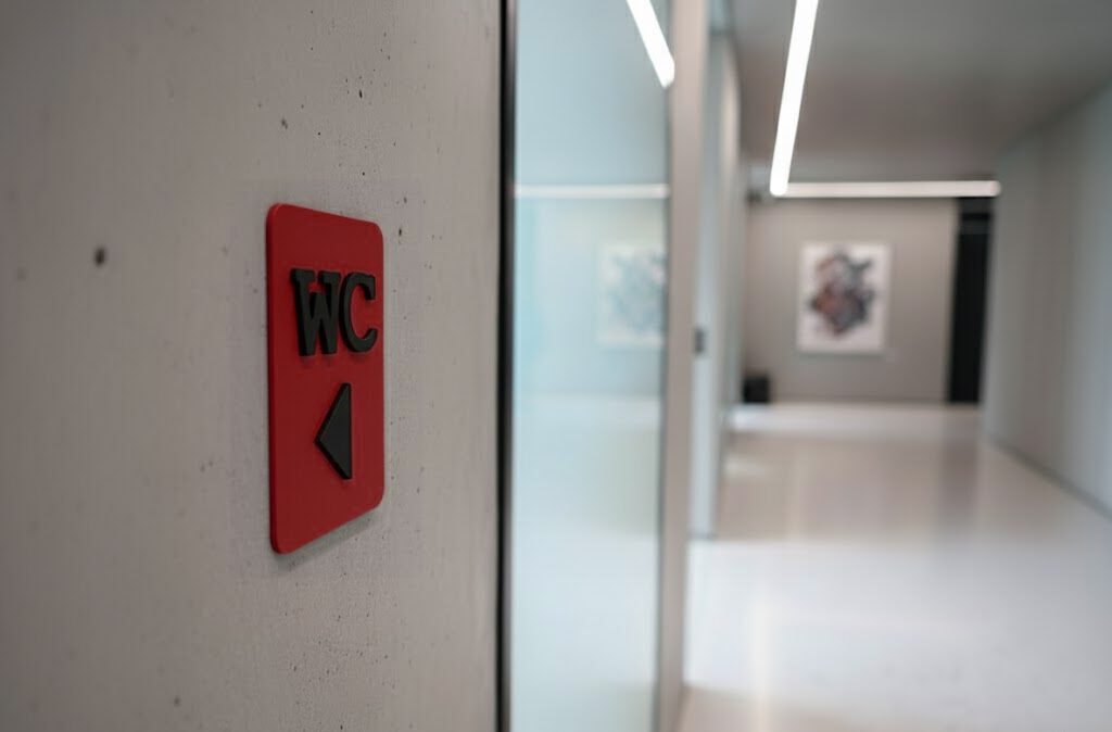 WC Schild links rot schwarz
