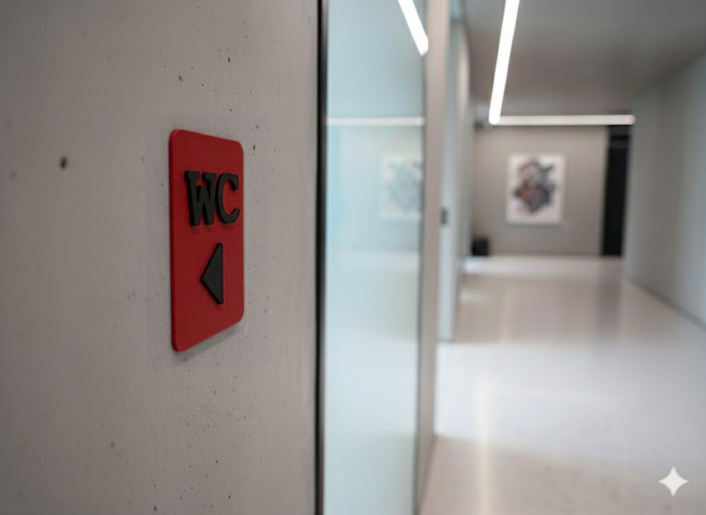 WC Schild links rot schwarz