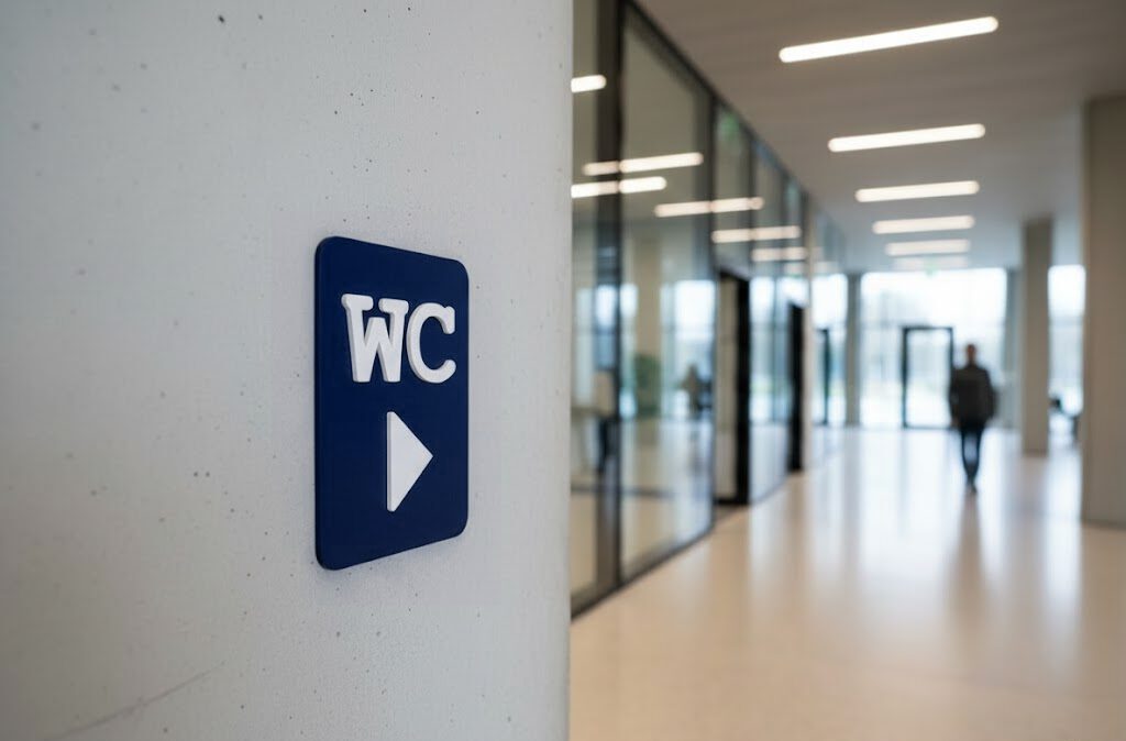 WC Schild rechts blau weiß