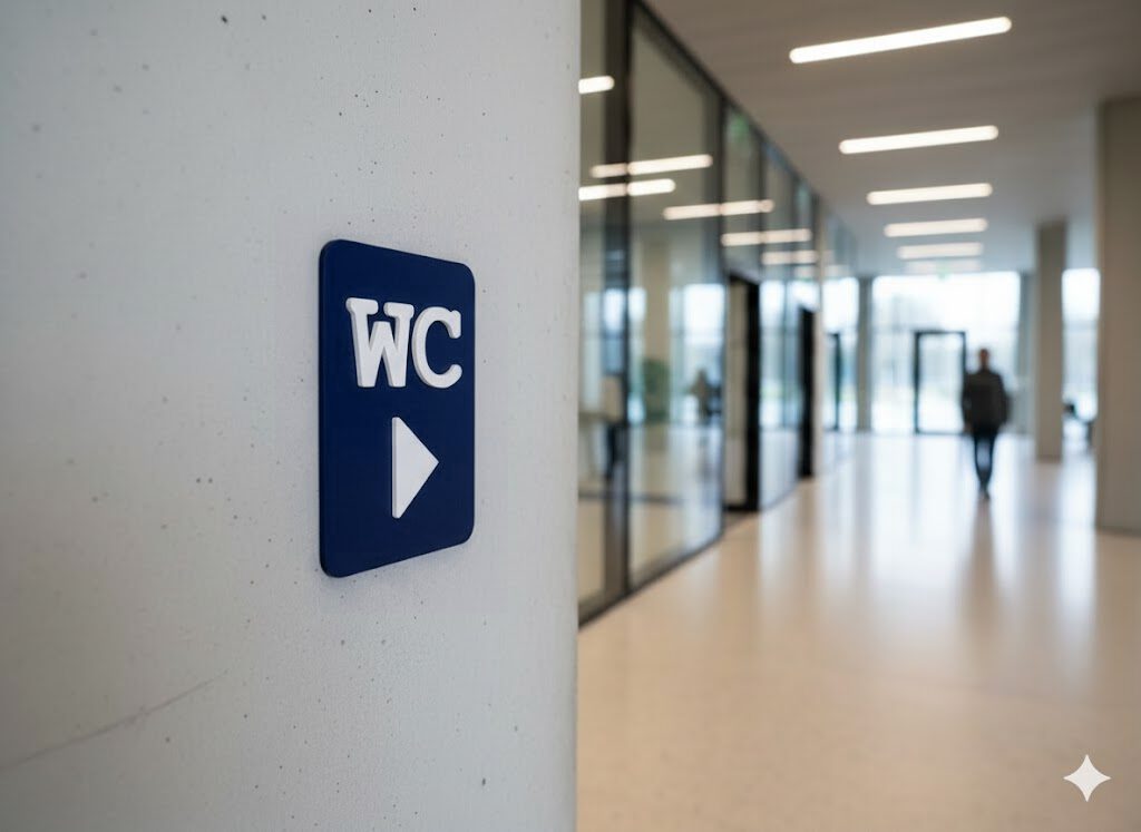 WC Schild rechts blau weiß