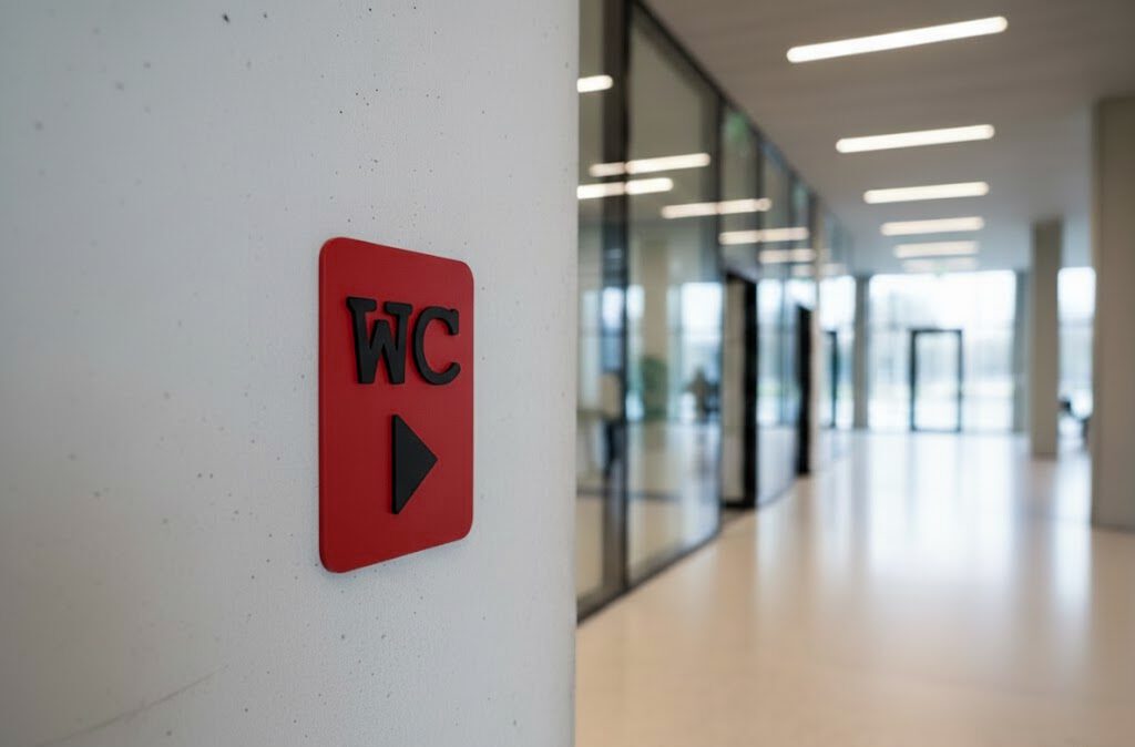 WC Schild rechts rot schwarz