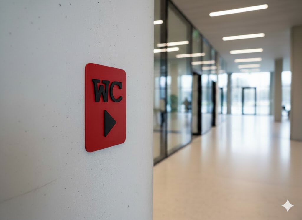 WC Schild rechts rot schwarz