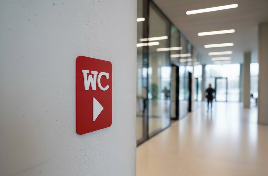 WC Schild rechts rot weiß