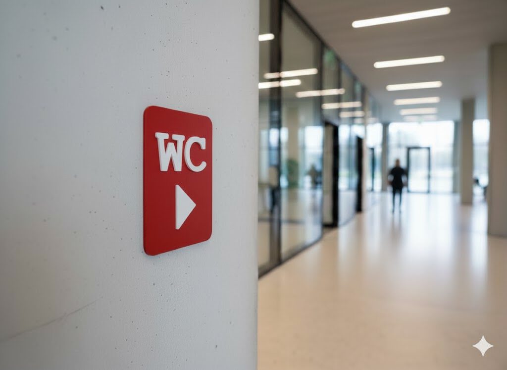 WC Schild rechts rot weiß