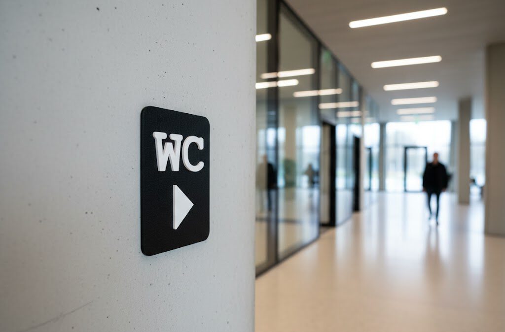 WC Schild rechts schwarz weiß