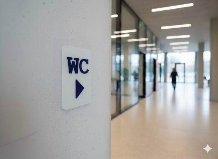 WC Schild rechts transparent blau