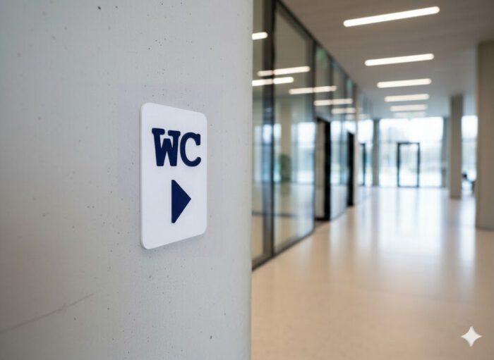 WC Schild rechts weiß blau