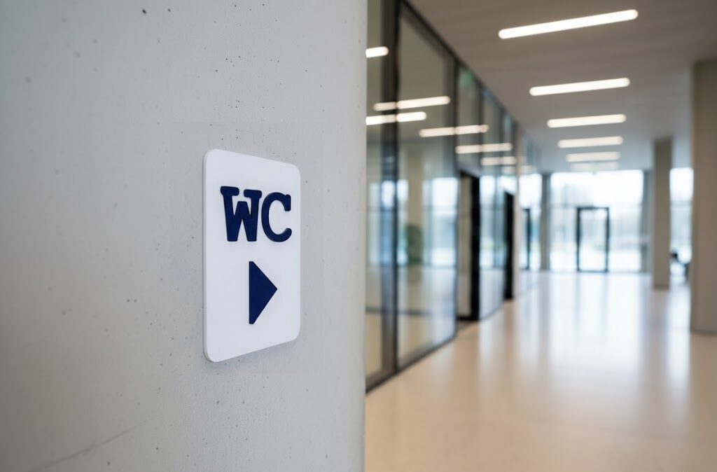WC Schild rechts weiß blau