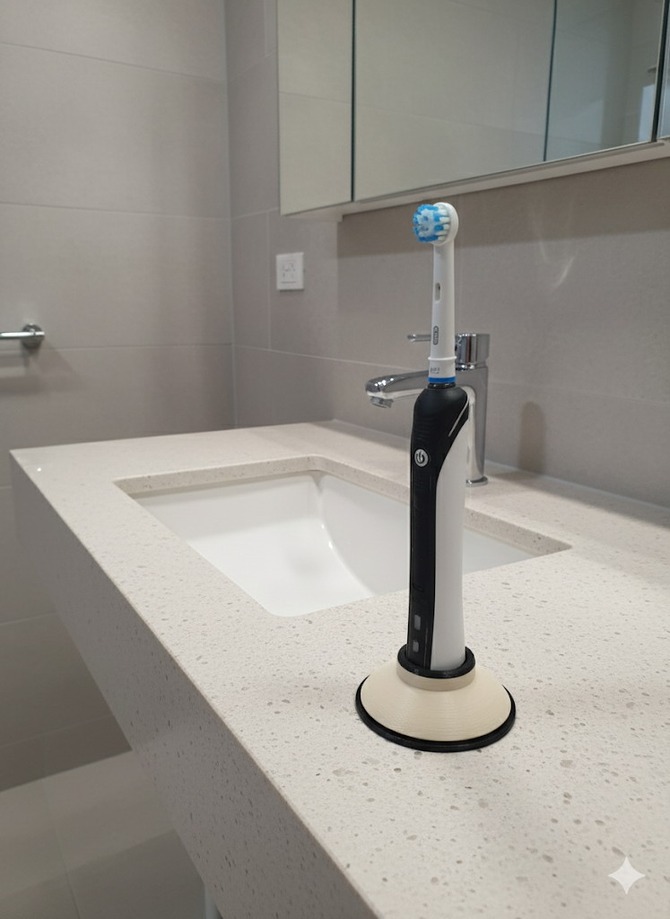 Zahnbürstenhalter Abtropf optimiert für elektrische Zahnbürsgte beige