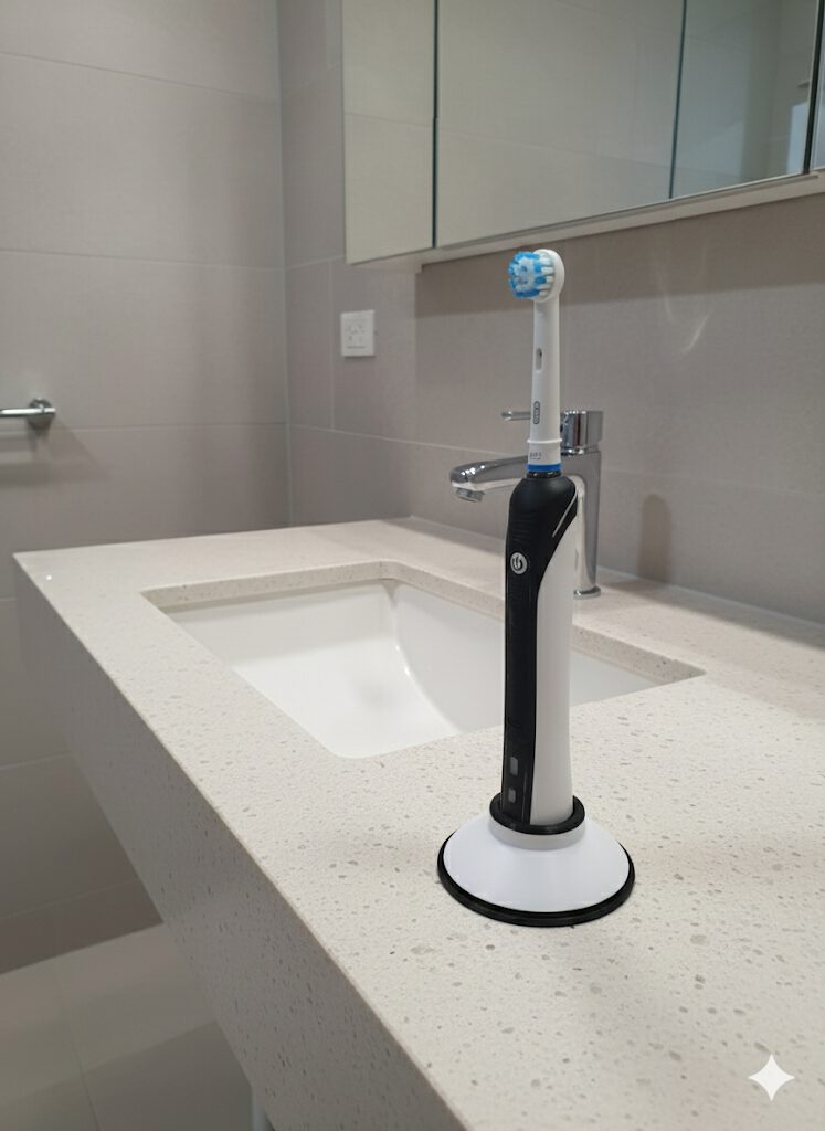 Zahnbürsten-Ständer Abtropf optimiert für elektrische Zahnbürsgte weiß